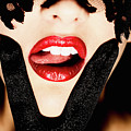 VX5308 Erotic Victory Lick Red Lips Pink Tongue Black Lace Face Mask - SurXposed